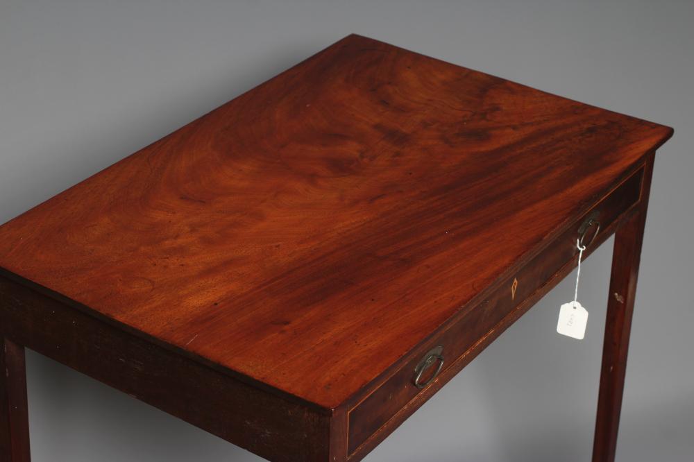 A GEORGIAN MAHOGANY SIDE TABLE, late 18th century, of plain oblong form, the shallow frieze drawer - Image 2 of 2