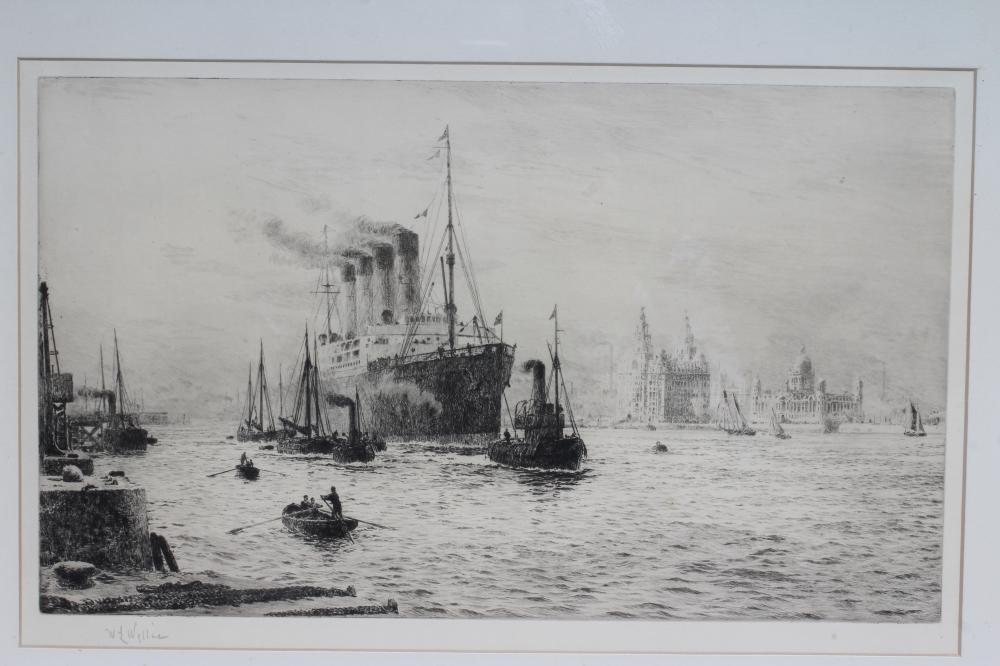 WILLIAM LIONEL WYLLIE RA (1851-1931) "Liverpool from Cammell Lairds", first state drypoint - Image 2 of 3