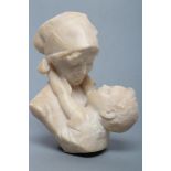 AFTER FERDINANDO VICHI (Italian 1875-1945) "Mother and Child", alabaster bust, unsigned, 8 1/4" high