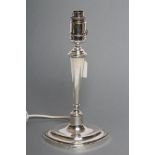 A SILVER ELECTRIC TABLE LAMP BASE, maker Elkington Ltd., Sheffield 1925, as a plain navette