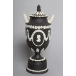 A WEDGWOOD BLACK JASPER VASE AND COVER, 1992, to commemorate the 40th Anniversary of the