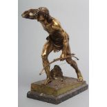 GERMAN SCHOOL, Late 19th Century, a gilded bronze figure of a native American man depicted hunting