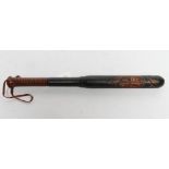 A VICTORIAN CEREMONIAL POLICE TRUNCHEON, the head section painted with VR over Royal Coat of Arms,