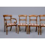 A SET OF EIGHT LATE REGENCY MAHOGANY DINING CHAIRS, early 19th century, including two elbow