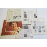 Six signed record slips, two bearing the autographs of Brenda Lee, one with Violet Carson, The