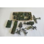 Playworn military vehicles by Dinky, Britains and others, some items damaged or parts missing, P (