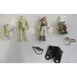 Unboxed 1980's Star Wars 90mm figures comprising Luke Sky Walker with belted gun, Yoda with snake,