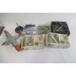 Six small scale aircraft models by Corgi and others including Bell X-1, Bleriot and Wright Flyer,