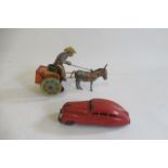 Schuco Clockwork Streamline Car 1750 and Lehmann clockwork cart with zebra, F (Est. plus 21% premium