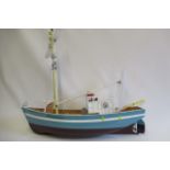 A radio controlled fishing boat Bristol Trawler fitted with electric motor and sails, 80cm x 20cm