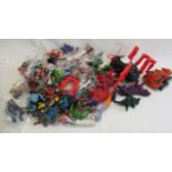 Plastic Action He-Man figure accessories including vehicles and animals, all are playworn, F (Est.