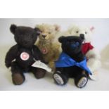 Four Steiff bears, comprising a 26cm 2008 Christmas bear, a 26cm 1920 limited edition, a 25cm