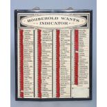 A Charles Letts & Co. Household Wants Indicator printed groceries list on wood board with tinplate