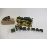 Military models by Dinky, Britains and others including tank transporter, ambulance and field
