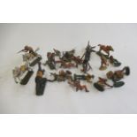 Playworn Elastolin cowboys and indians figures including horses and riders, F-P (Est. plus 21%