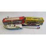 Sutcliffe Boats Blue Bird Speed Boat, and Triang clockwork Lifeboat, boxes F, models F-P (