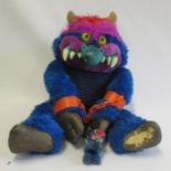 My Pet Monster with baby monster, blue faux fur with plastic hand cuffs (Est. plus 21% premium