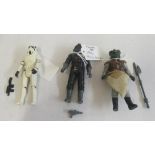 Unboxed 1980's Star Wars figures comprising Storm Trooper with weapon, Fighter Pilot with hand gun