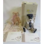 Two Steiff teddy bears, comprising a 12" pink musical bear, with bag and certificate, and a 13 3/