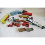 Unboxed diecast by Corgi, Dinky and others including Le-France fire engine, car transporters and