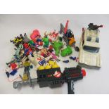 Ghost Busters action figures and Ecto 1 Ghost Busters car, all items are playworn, F (Est. plus