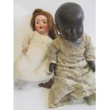 Two bisque socket head dolls, comprising a Catterfelder Puppenfabrik character doll, with blue glass