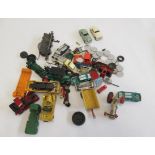 Playworn diecast vehicles by Matchbox, Corgi and Yesteryear and two Minic cars, most items damaged