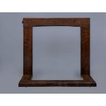 A ROBERT THOMPSON ADZED OAK FIRE SURROUND, c.1930's, of plain square section with mildly arched