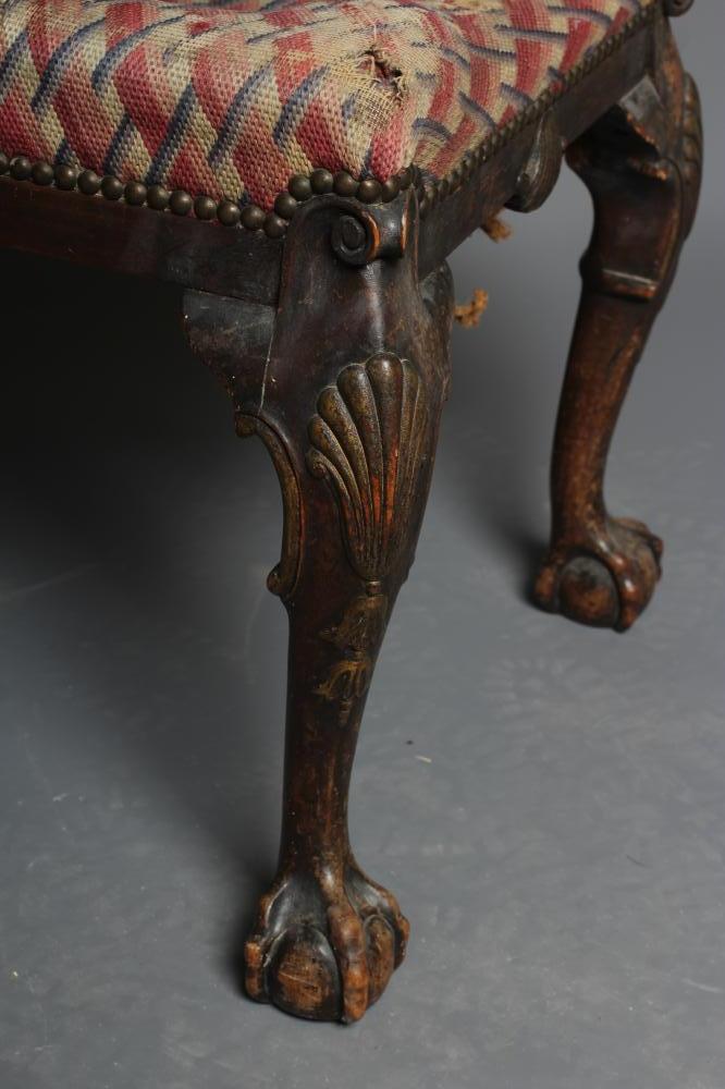 A MAHOGANY AND PARCEL GILT DRESSING STOOL of mid Georgian design, 19th century, the oblong seat - Image 2 of 10