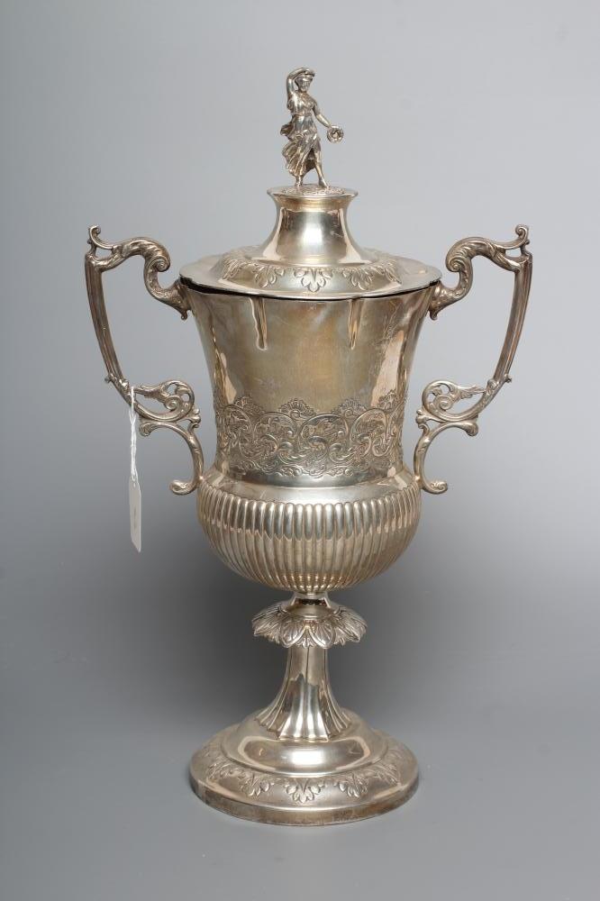 A PEDESTAL TROPHY CUP AND COVER, maker P. A. Schroepfer & Co., Birmingham 1911, of baluster form