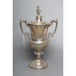 A PEDESTAL TROPHY CUP AND COVER, maker P. A. Schroepfer & Co., Birmingham 1911, of baluster form