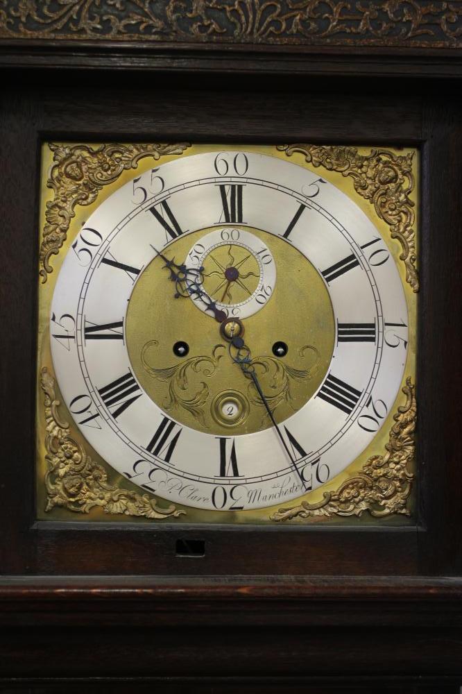 AN OAK LONGCASE CLOCK by P Clare, Manchester, the eight day movement with anchor escapement striking - Image 5 of 14