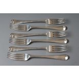 A SET OF SIX LATE GEORGE III TABLE FORKS, maker Smith & Fearn, London 1791, in Old English