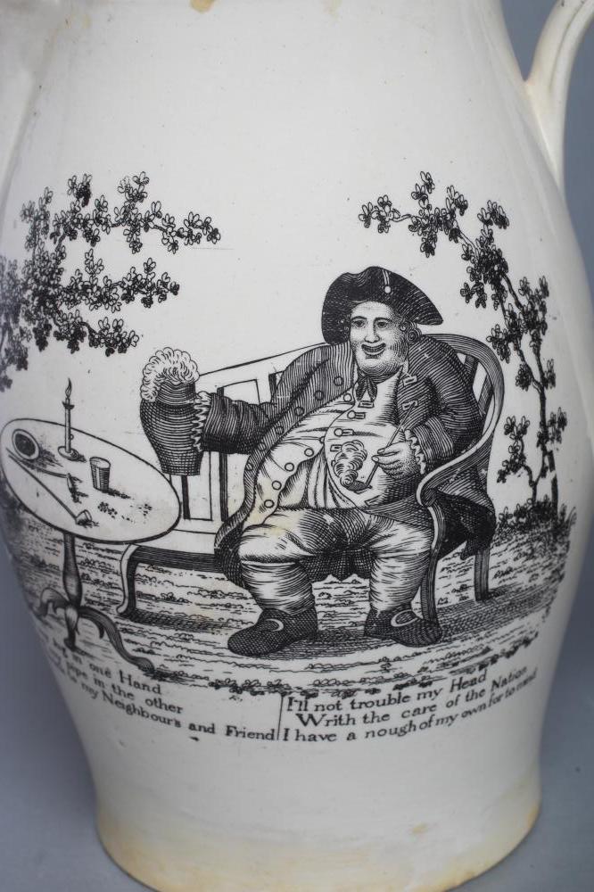 OF NAPOLEONIC INTEREST - a creamware mug, probably Leeds c.1810, printed in black with John Bull - Image 3 of 6