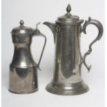A PEWTER KNOPPED TAPPIT HEN, late 18th century, Scottish pint capacity, of typical shouldered form