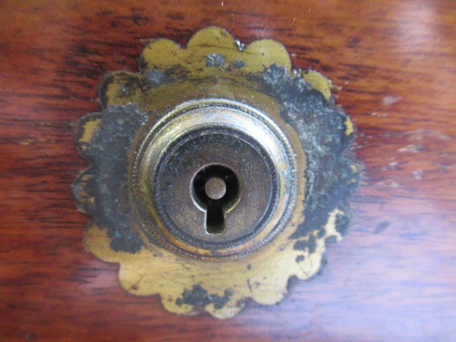 A VICTORIAN MAHOGANY AND BRASS BOUND LAP DESK, the lid inset with brass shield inscribed "Charles - Image 12 of 27