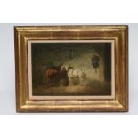 JULIUS CAESAR IBBETSON (1759-1817) "Horses in a Barn", oil on panel, signed and dated 1793, Spink