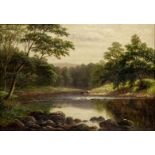 WILLIAM MELLOR (1851-1931) "On The Wharfe near Beamsley, Yorkshire", oil on canvas, signed,