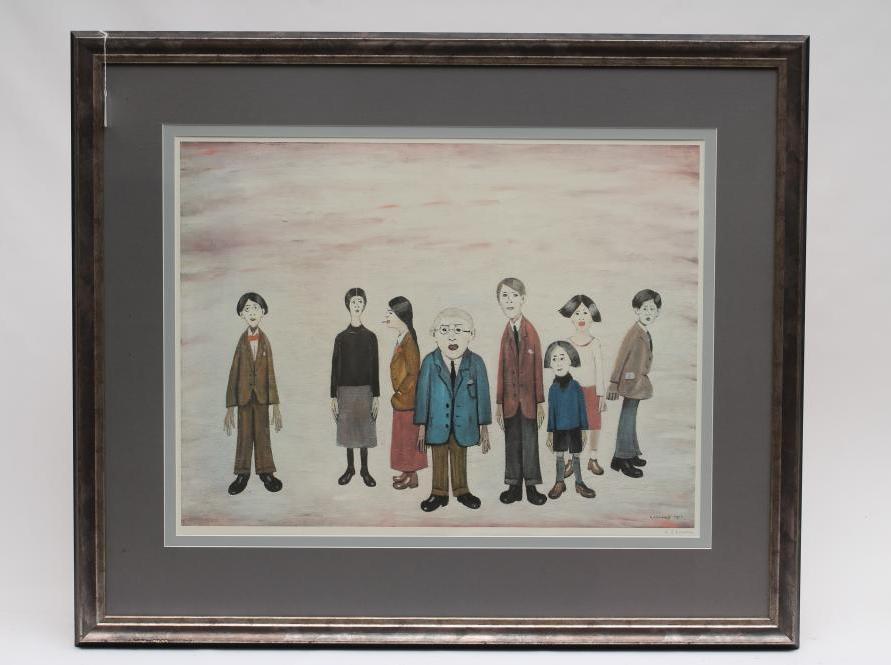 LAURENCE STEPHEN LOWRY (1887-1976) "His Family", lithograph, limited edition with blindstamp, signed