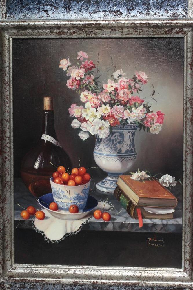 PAUL MORGAN (b.1940) Still Life with Fruit and Flowers, a pair, oil on board, signed, 16" x 12", - Image 2 of 4