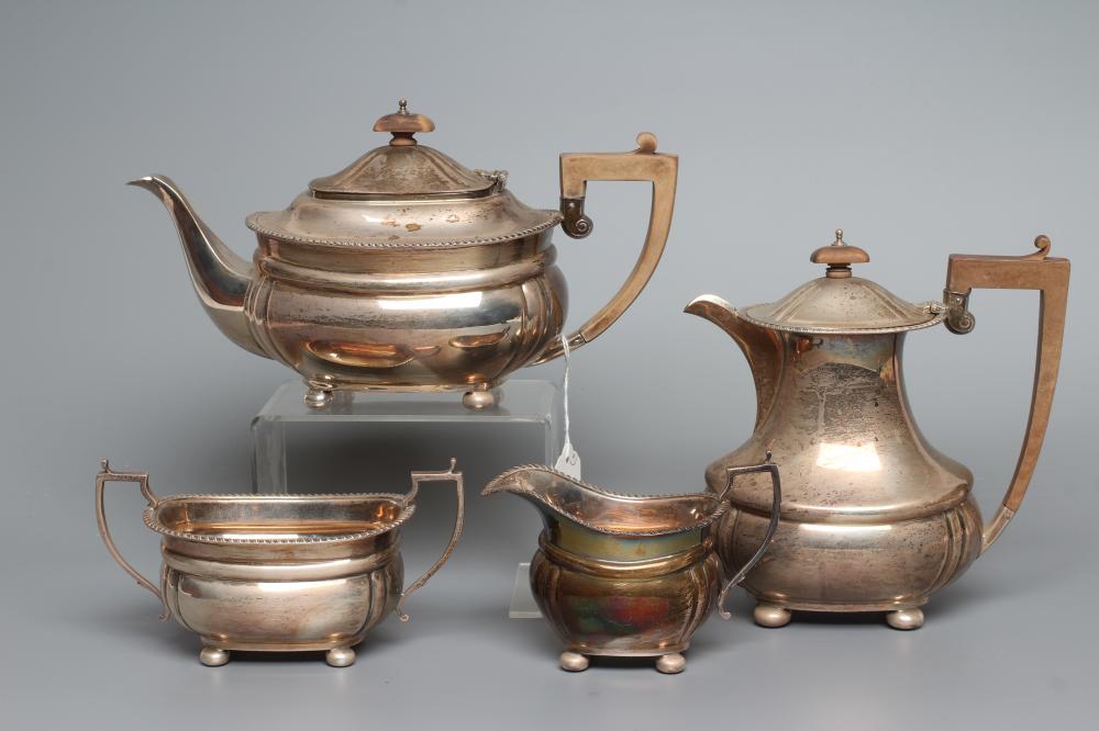 A THREE PIECE TEA SERVICE, maker Barraclough & Sons Ltd., Chester 1931, of lobed rounded oblong