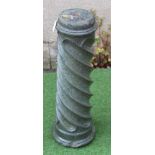 A SPIRAL FLUTED GREEN MARBLE COLUMN