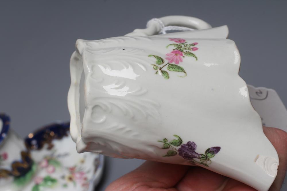 A CHELSEA PORCELAIN CHAMBERSTICK, c.1770, of dished lobed circular form with tulip socket issuing - Image 4 of 5