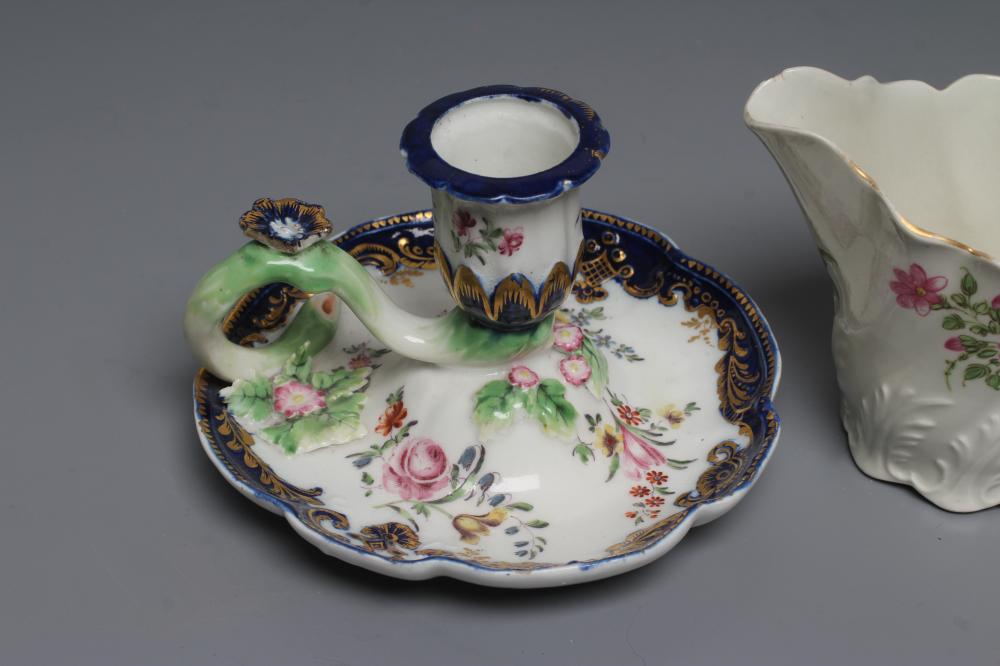 A CHELSEA PORCELAIN CHAMBERSTICK, c.1770, of dished lobed circular form with tulip socket issuing - Image 2 of 5