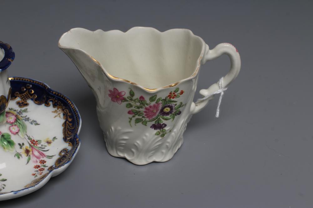 A CHELSEA PORCELAIN CHAMBERSTICK, c.1770, of dished lobed circular form with tulip socket issuing - Image 3 of 5