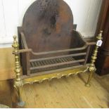 A BAROQUE STYLE CAST IRON AND BRASS FIRE BASKET, c.1900