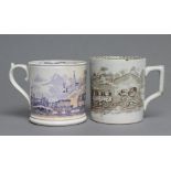 OF RAILWAY INTEREST - an Unwin, Mountfield & Taylor pottery mug, c.1860, of cylindrical form with