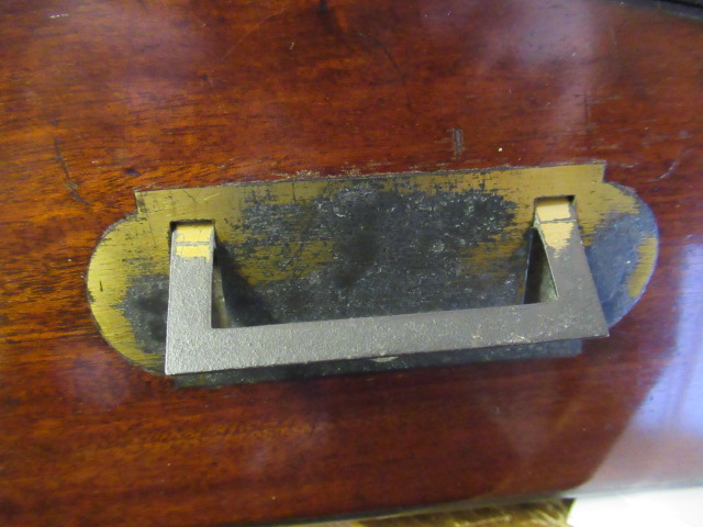 A VICTORIAN MAHOGANY AND BRASS BOUND LAP DESK, the lid inset with brass shield inscribed "Charles - Image 25 of 27