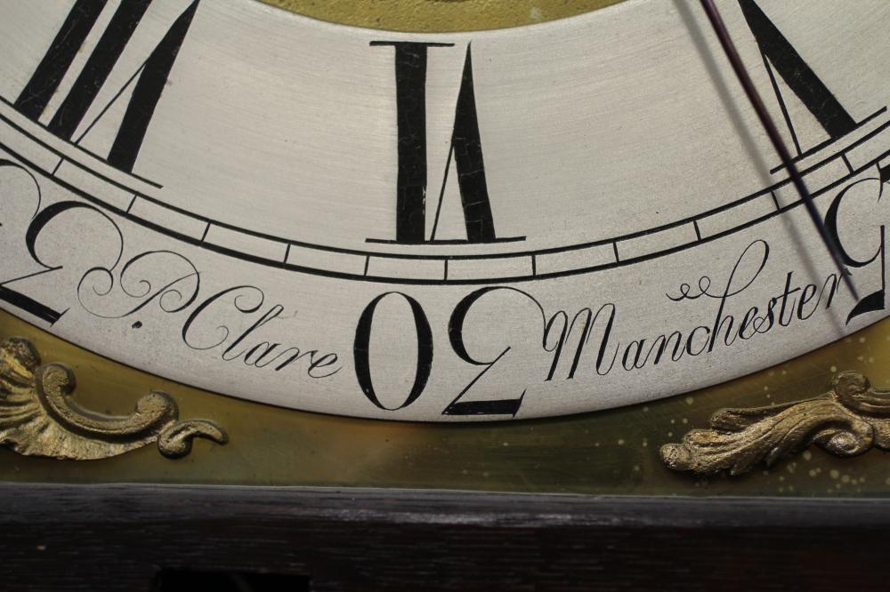 AN OAK LONGCASE CLOCK by P Clare, Manchester, the eight day movement with anchor escapement striking - Image 6 of 14