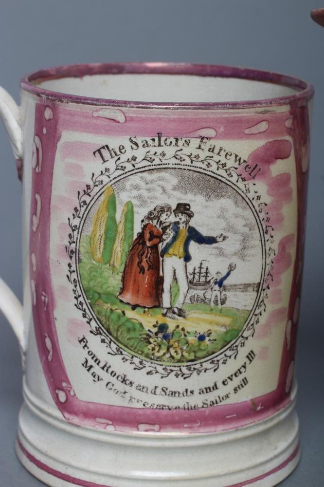 A SUNDERLAND PINK SPLASH LUSTRE POTTERY DUTCH JUG, c.1800, printed in black with the "Landlord's - Image 3 of 21